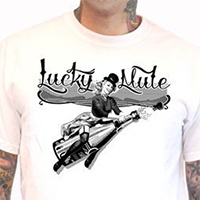 Lucky Mule Brand- Champagne Pin Up on a white shirt (Sale price!)