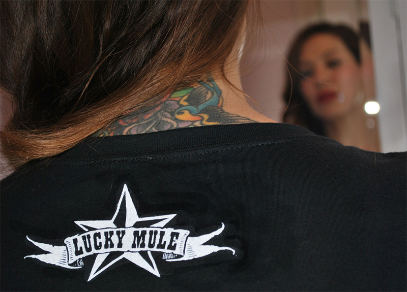 Lucky Mule Brand- Victorian Lady on a black girls fitted shirt (Sale price!)