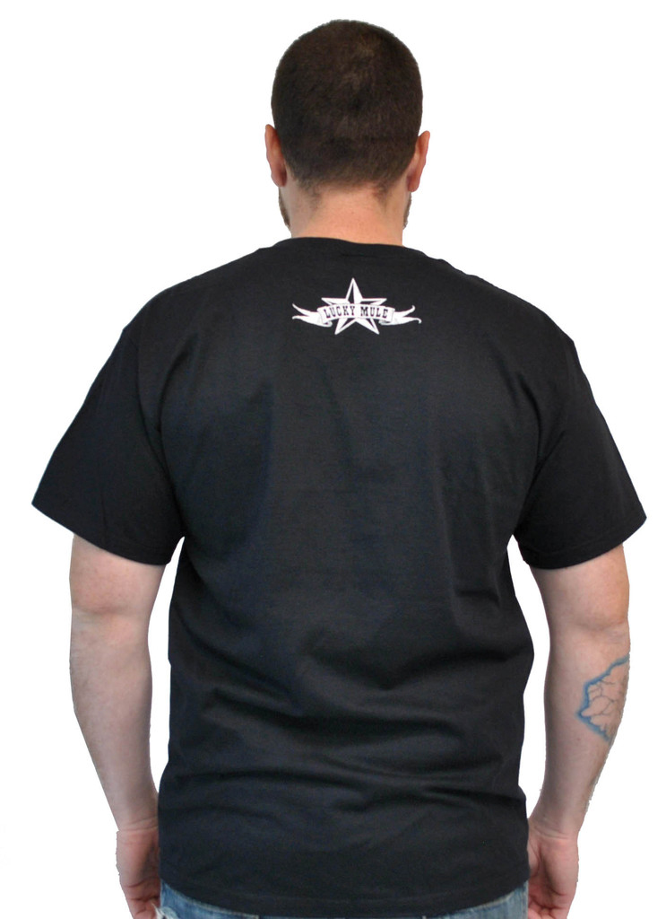 Lucky Mule Brand- Fire Power on a black shirt (Sale price!)