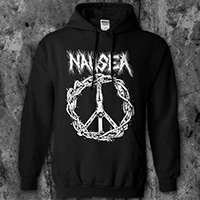 Nausea- Crucifix on a black hooded sweatshirt