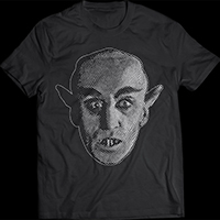 Nosferatu- Face on a black ringspun cotton shirt