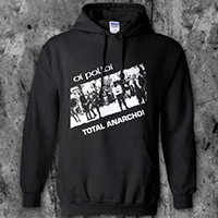 Oi Polloi- Total Anarchoi on a black hooded sweatshirt