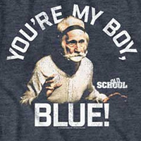 Old School- You're My Boy, Blue! on a heather navy ringspun cotton shirt