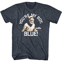 Old School- You're My Boy, Blue! on a heather navy ringspun cotton shirt