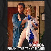 Old School- Frank The Tank on a black ringspun cotton shirt