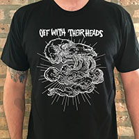 Off With Their Heads- Skelesis on a black ringspun cotton shirt