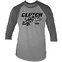 Clutch- Pure Rock Wizards on a grey/dark grey 3/4 sleeve shirt
