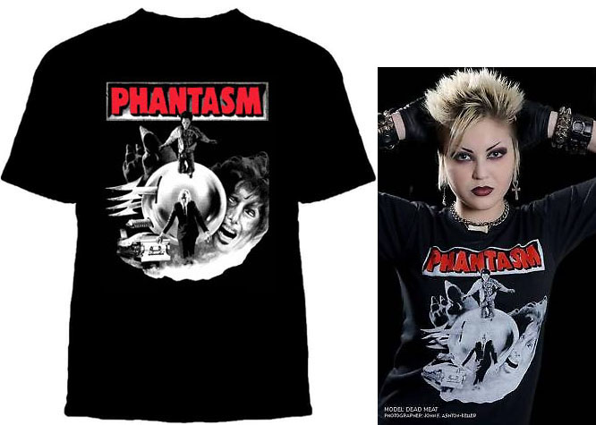 Phantasm- Collage (Black & White With Red Logo) on a black YOUTH sized shirt