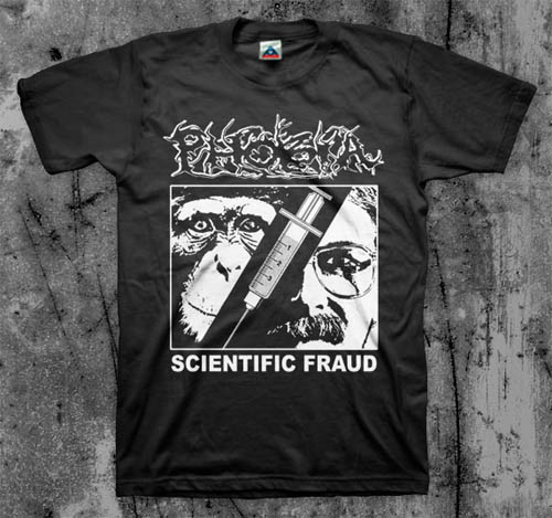 Phobia- Scientific Fraud on a black shirt