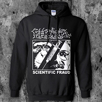Phobia- Scientific Fraud on a black hooded sweatshirt