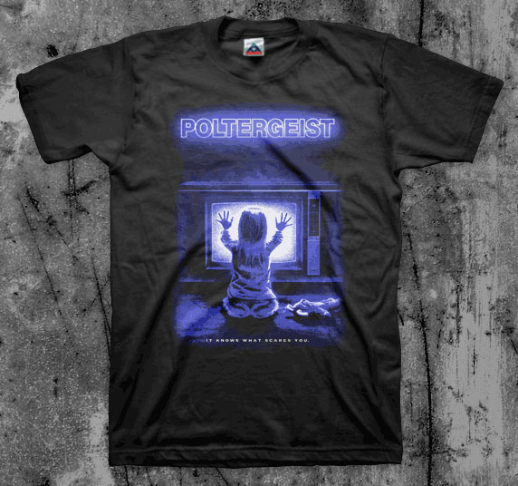 Poltergeist- It Knows What Scares You on a black shirt