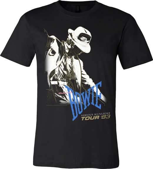 David Bowie- Serious Moonlight Tour 1983 on a black ringspun cotton shirt (Sale price!)