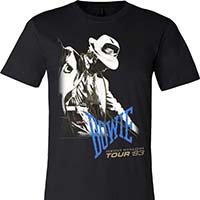 David Bowie- Serious Moonlight Tour 1983 on a black ringspun cotton shirt (Sale price!)