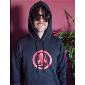 Rocket From The Crypt- Rocket Symbol on a black hooded sweatshirt (Sale price!)