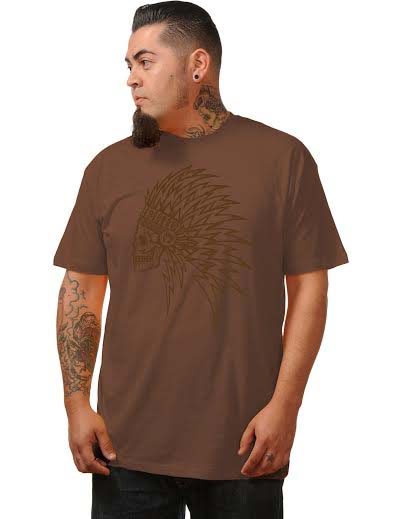 Head Dress Skeleton Chief Shirt by Steady Clothing - SALE Brown sz M only