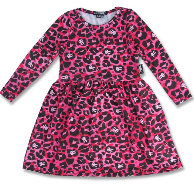 Long Sleeve Pink Leopard Bunnies Dress by Six Bunnies - 4T - SALE