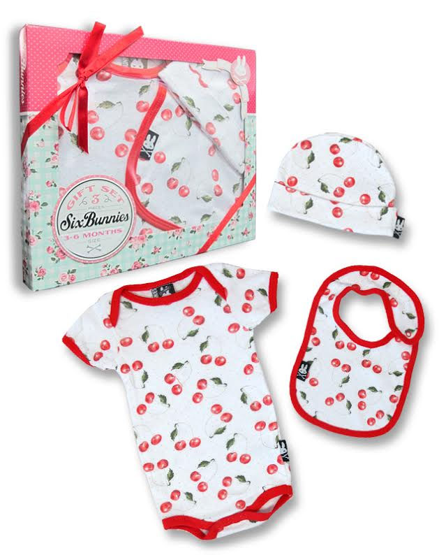 Cherries Gift Set by Six Bunnies (S:0-3m, M:3-6m, L:6-12m) - SALE 