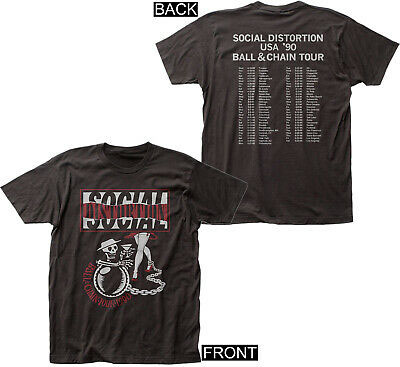 Social Distortion- Ball & Chain Tour 1990 on front, Dates on back a black ringspun cotton shirt
