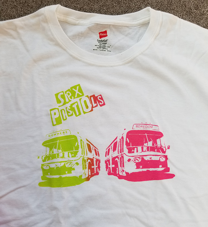Sex Pistols Nowhere Boredom Buses On A White Shirt Sale