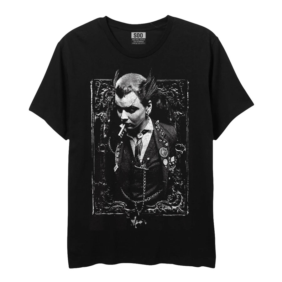Soo Catwoman on a black ringspun cotton shirt by Rock Roll Repeat