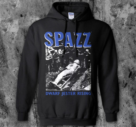 Spazz- Dwarf Jester Rising on a black hooded sweatshirt