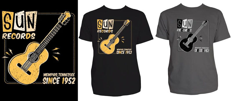 Sun Records - Retro Rock N Roll Guitar shirt by Steady Clothing - SALE charcoal S only