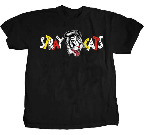 Stray Cats- Logo on a black ringspun cotton shirt