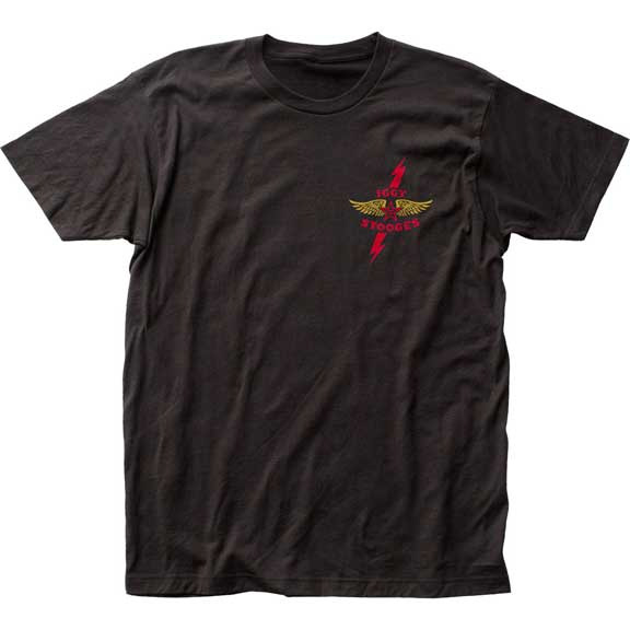Stooges- Small Red & Gold Wings Logo on a black ringspun cotton shirt