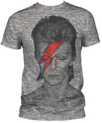 David Bowie- Aladdin Sane (Subway Print) on a heather grey ringspun cotton shirt