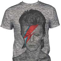 David Bowie- Aladdin Sane (Subway Print) on a heather grey ringspun cotton shirt