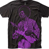 Jimi Hendrix- Purple Haze Live Pic Subway Print on a black ringspun cotton shirt (Sale price!)