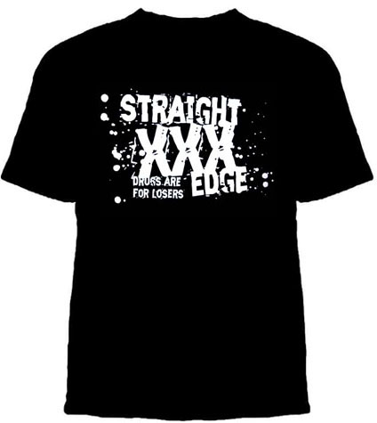 Straight Edge- Drugs Are For Losers on a black shirt (Sale price!)