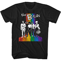 B-52s- Rainbow Band Pic on a black ringspun cotton shirt