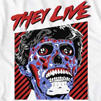 They Live- Face on a white ringspun cotton shirt