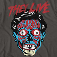 They Live- Face on a charcoal ringspun cotton shirt