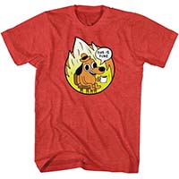 This Is Fine on a heather red shirt