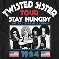 Twisted Sister- Stay Hungry Tour 1984 on a black ringspun cotton shirt