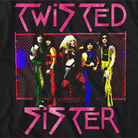 Twisted Sister- Fence Band Pic on a black ringspun cotton shirt