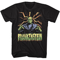 Universal Monsters- Frankenstein Bolts on a black shirt
