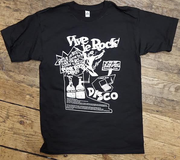 Seditionary- Vive Le Rock on a black shirt ('79 design)