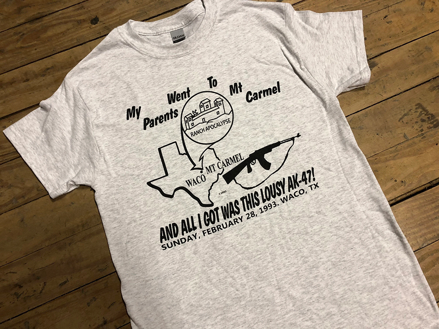 My Parents Went To Mount Carmel on a grey shirt by Graveface (Waco/David Koresh)