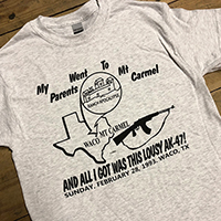 My Parents Went To Mount Carmel on a grey shirt by Graveface (Waco/David Koresh)