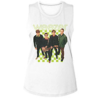 Weezer- 2001 Band Pic on a white girls tank shirt