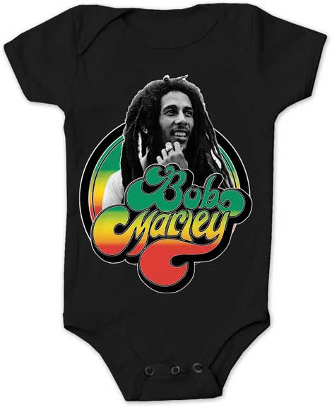 Bob Marley- Bob In Circle on a black onesie (Sale price!)