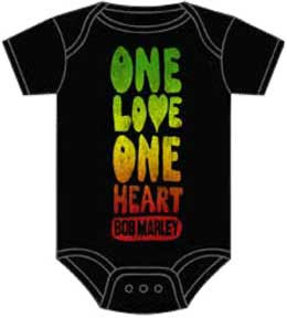 Bob Marley- One Love One Heart on a black onesie (Sale price!)