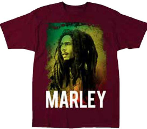 Bob Marley- Picture on a maroon shirt (Sale price!)
