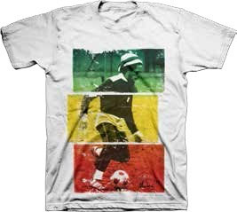 Bob Marley- Rasta Soccer on a white shirt (Sale price!)