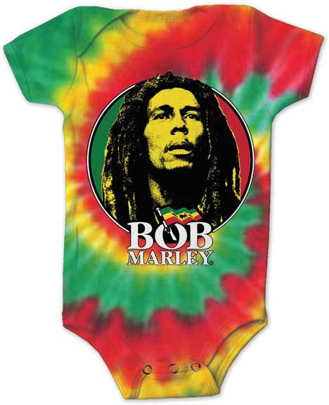 Bob Marley- Circle Pic on a tie dye onesie (Sale price!)