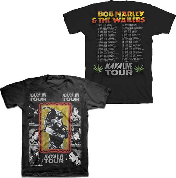 Bob Marley- Kaya Live Tour on front & back on a black shirt (Sale price!)