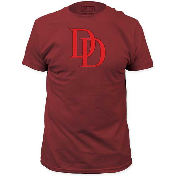 Marvel Comics- Daredevil Vintage DD Logo on a maroon ringspun cotton shirt
